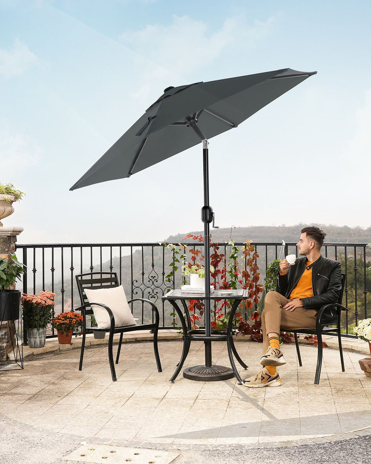 Gartenschirm – Ø 2 / 2,7 / 3 / 3,3 Meter – UPF 50+ Sonnenschutz – 30° neigbar – mit Kurbel – ohne Ständer