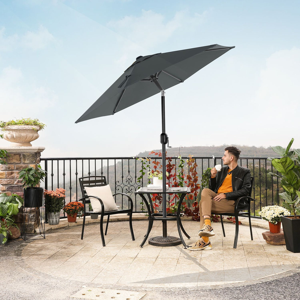 Gartenschirm – Ø 2 / 2,7 / 3 / 3,3 Meter – UPF 50+ Sonnenschutz – 30° neigbar – mit Kurbel – ohne Ständer
