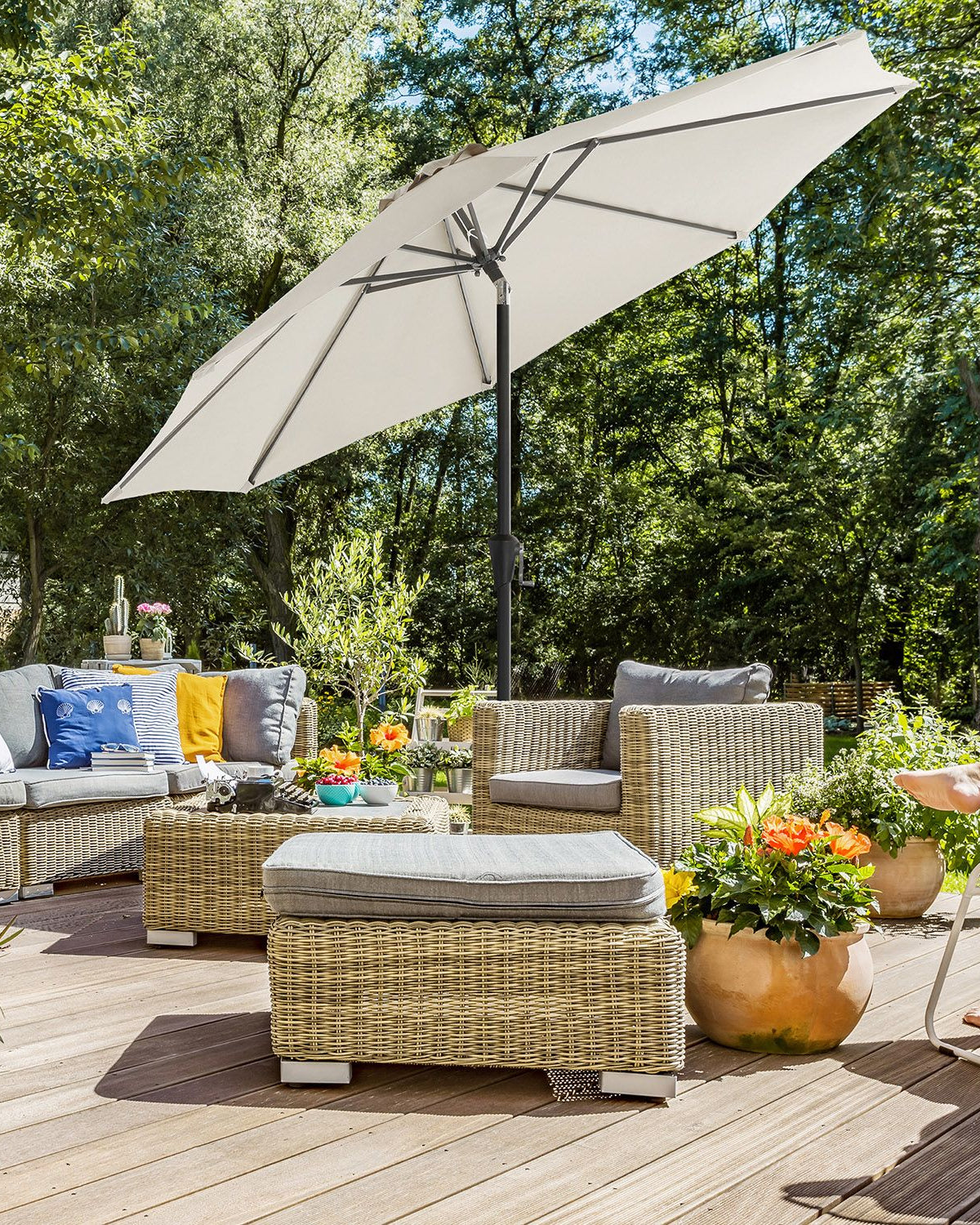 Gartenschirm – Ø 2 / 2,7 / 3 / 3,3 Meter – UPF 50+ Sonnenschutz – 30° neigbar – mit Kurbel – ohne Ständer