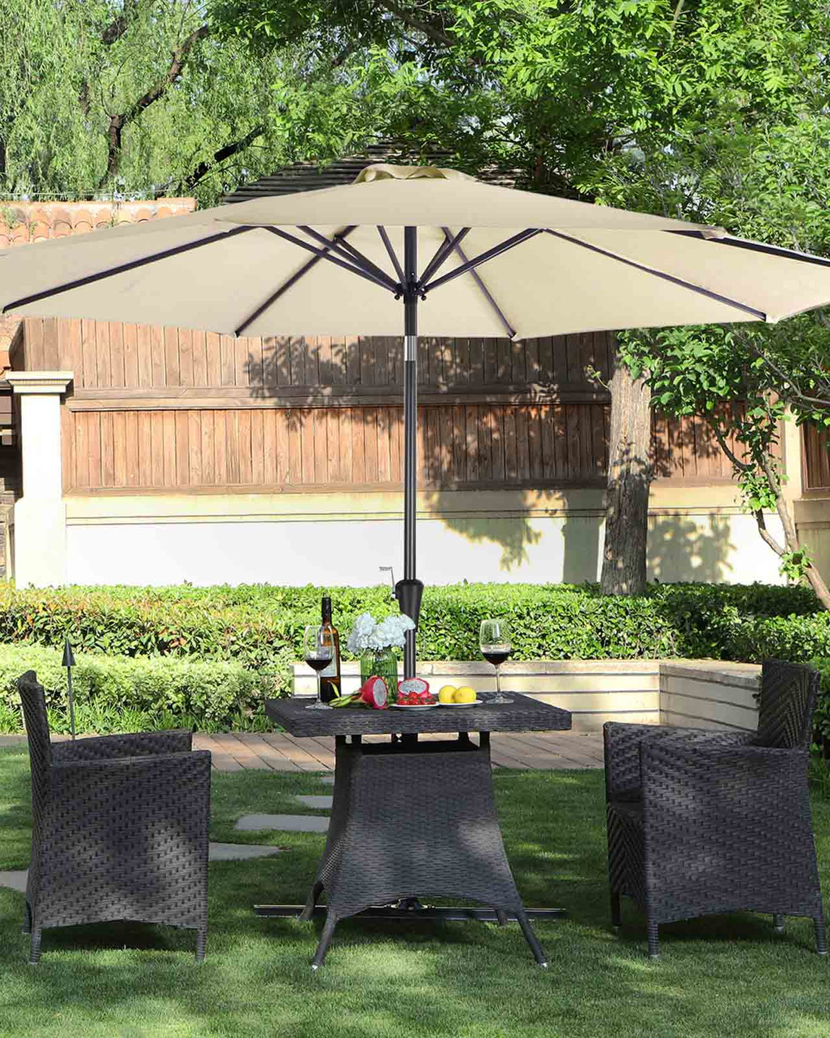 Gartenschirm – Ø 2 / 2,7 / 3 / 3,3 Meter – UPF 50+ Sonnenschutz – 30° neigbar – mit Kurbel – ohne Ständer