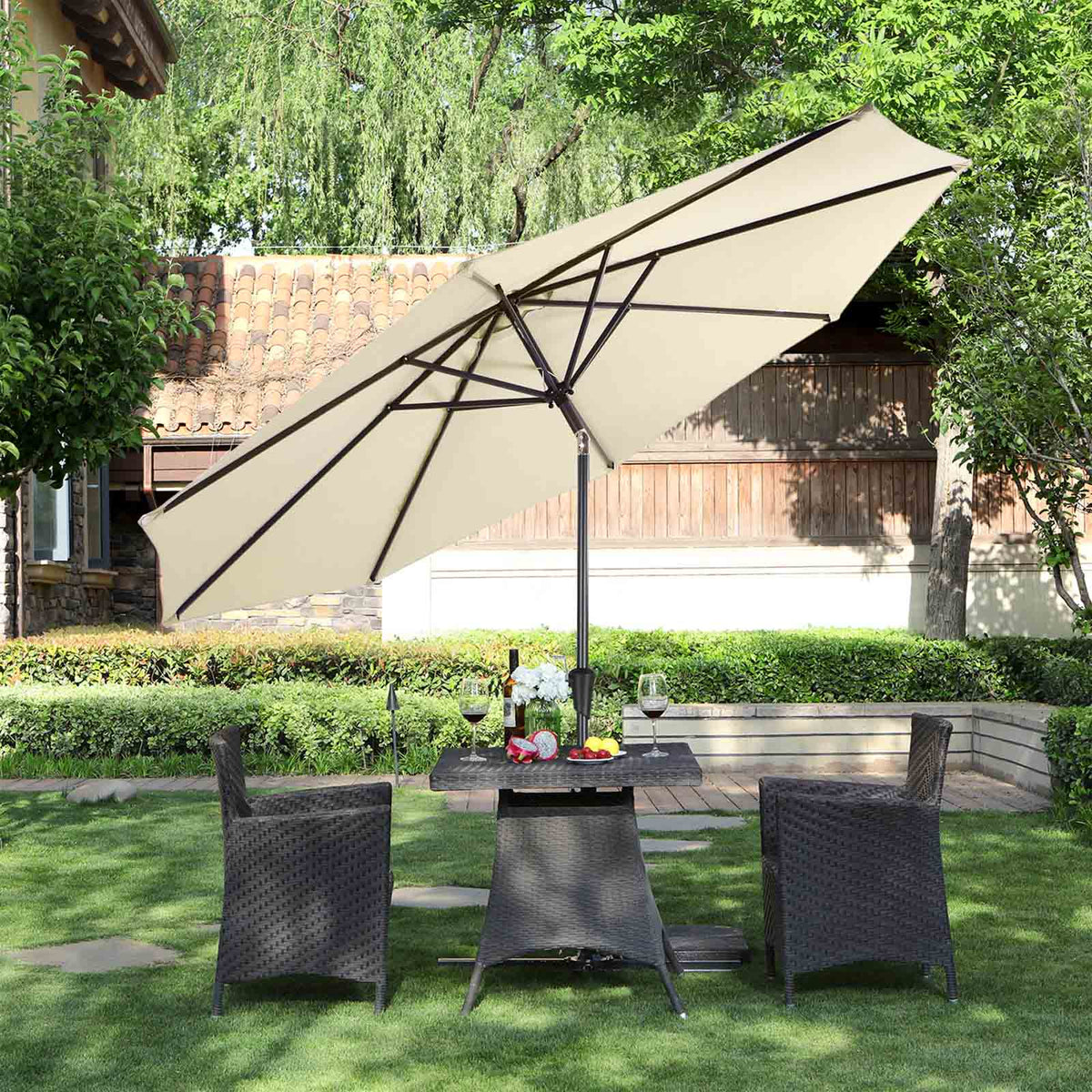 Gartenschirm – Ø 2 / 2,7 / 3 / 3,3 Meter – UPF 50+ Sonnenschutz – 30° neigbar – mit Kurbel – ohne Ständer