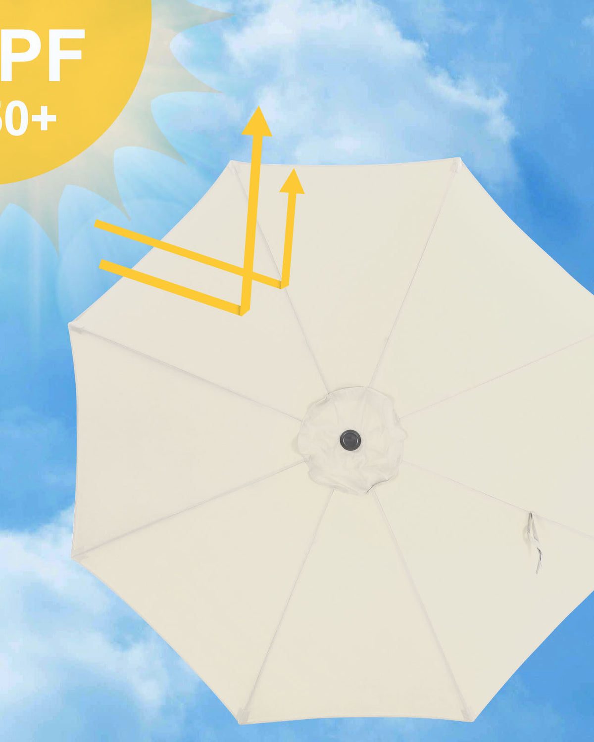 Gartenschirm – Ø 2 / 2,7 / 3 / 3,3 Meter – UPF 50+ Sonnenschutz – 30° neigbar – mit Kurbel – ohne Ständer