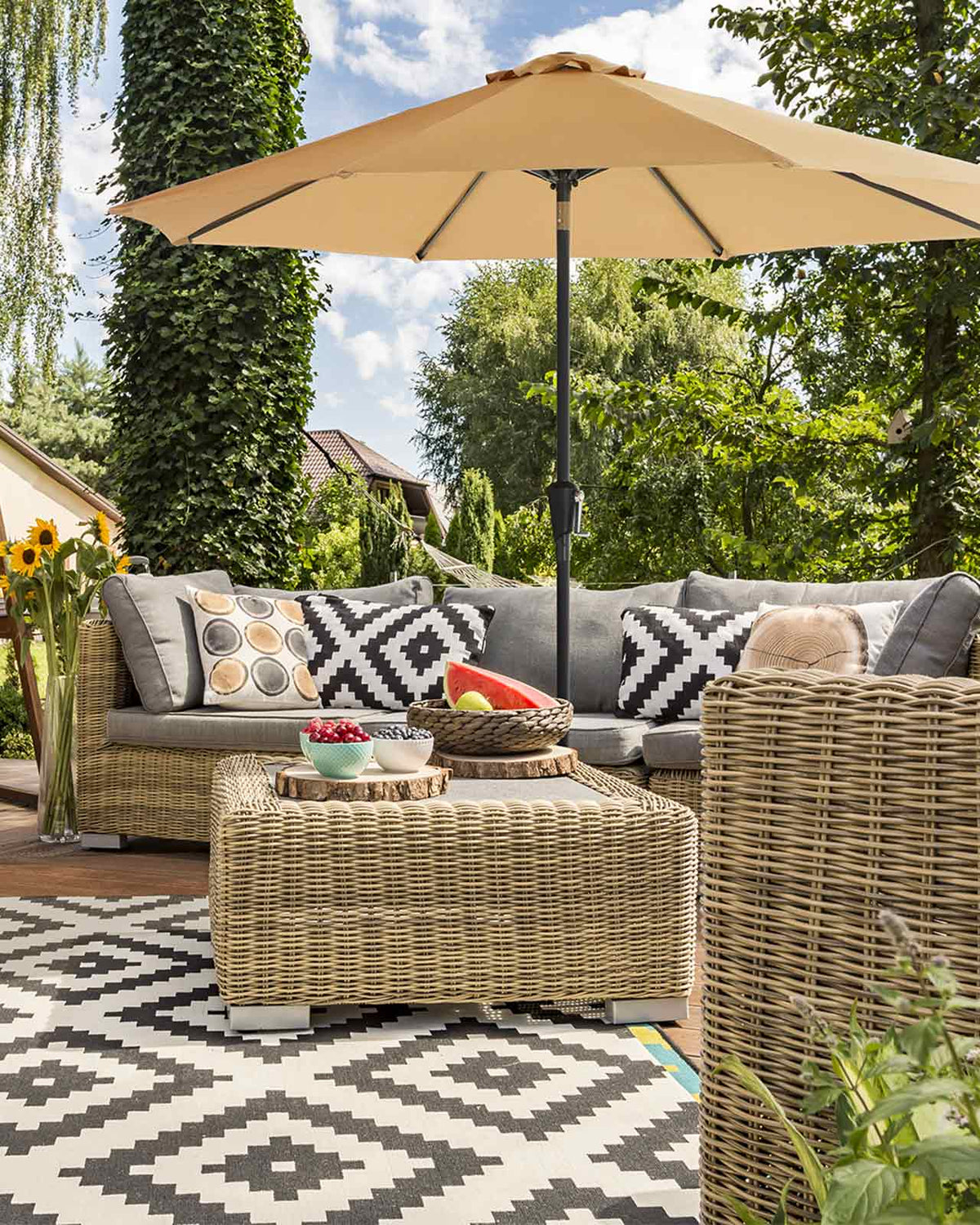 Gartenschirm – Ø 2 / 2,7 / 3 / 3,3 Meter – UPF 50+ Sonnenschutz – 30° neigbar – mit Kurbel – ohne Ständer