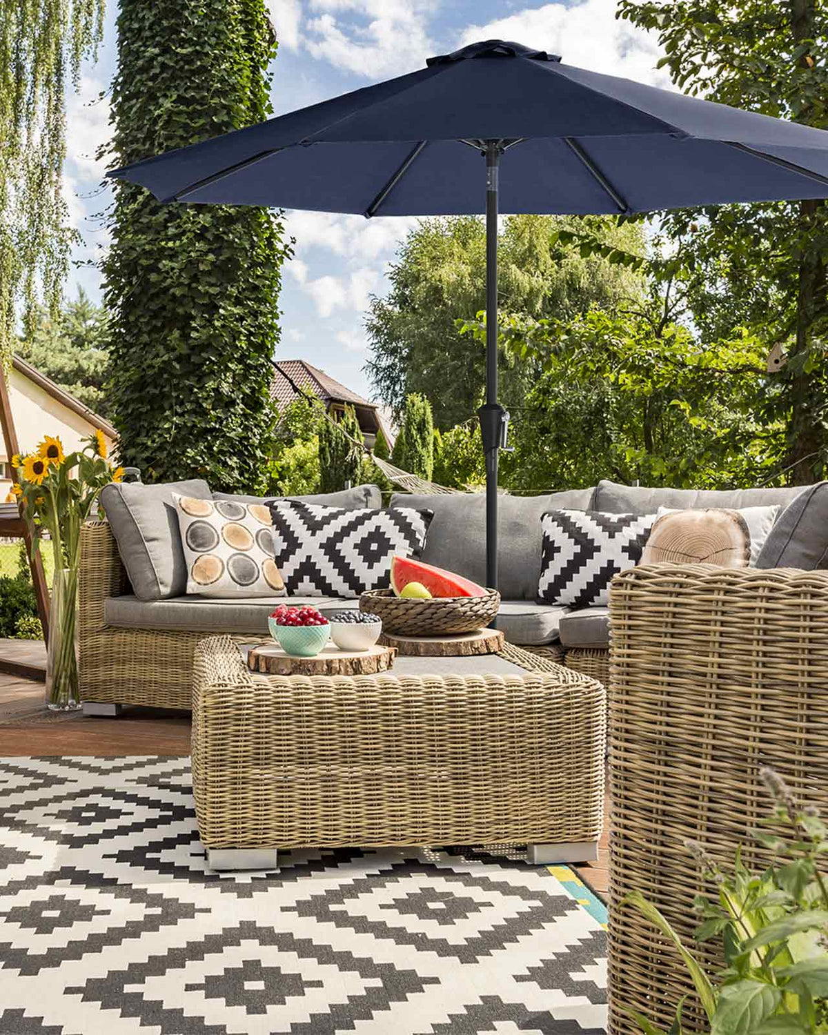 Gartenschirm – Ø 2 / 2,7 / 3 / 3,3 Meter – UPF 50+ Sonnenschutz – 30° neigbar – mit Kurbel – ohne Ständer
