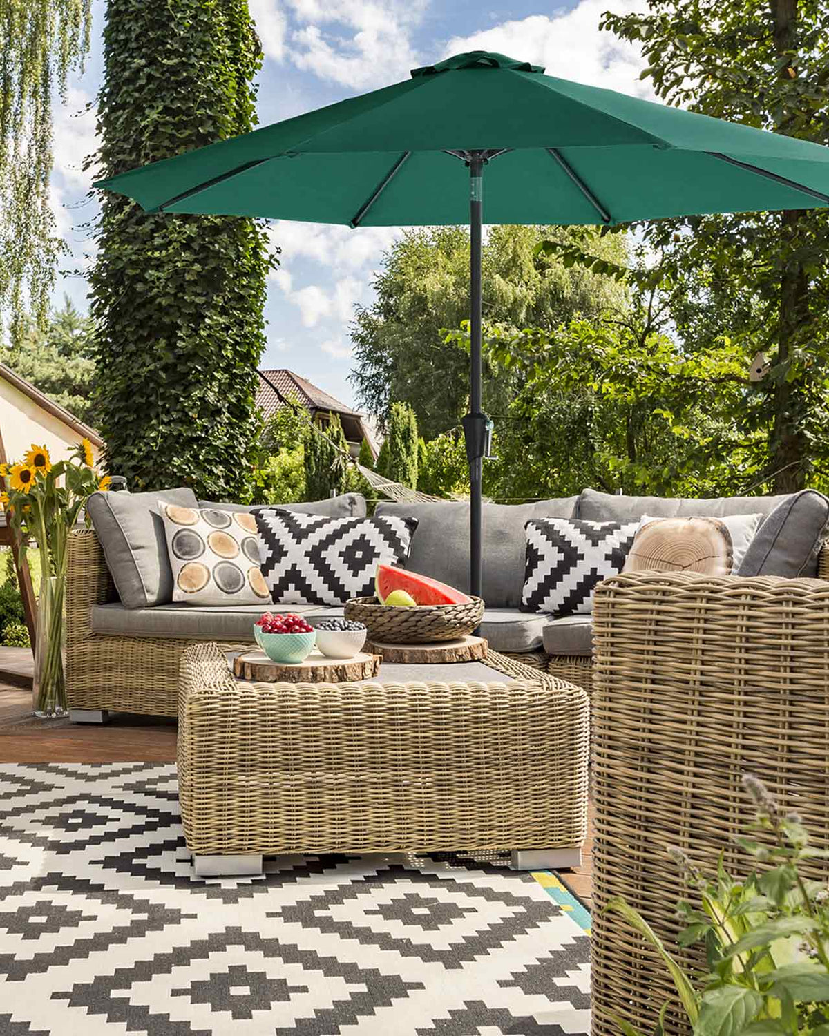 Gartenschirm – Ø 2 / 2,7 / 3 / 3,3 Meter – UPF 50+ Sonnenschutz – 30° neigbar – mit Kurbel – ohne Ständer