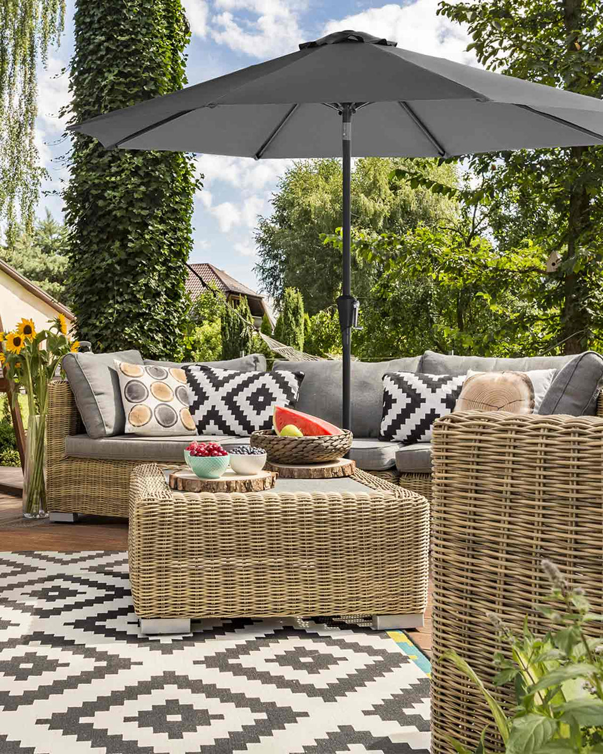 Gartenschirm – Ø 2 / 2,7 / 3 / 3,3 Meter – UPF 50+ Sonnenschutz – 30° neigbar – mit Kurbel – ohne Ständer