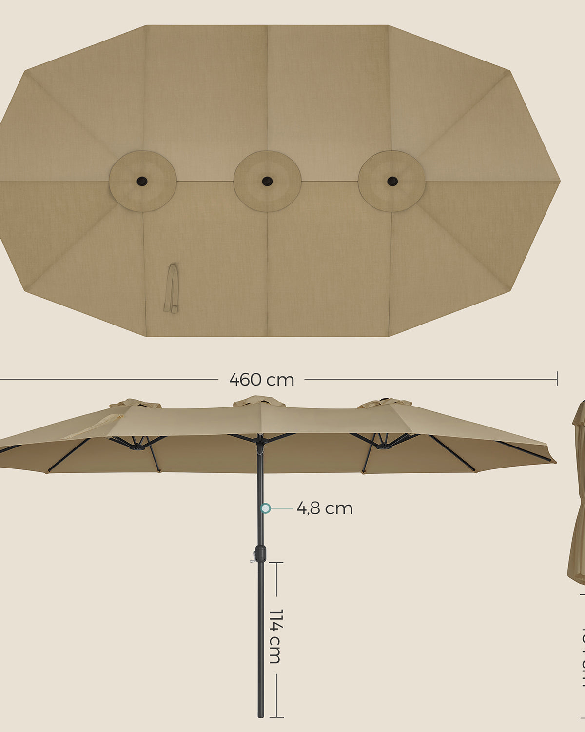 Doppelsonnenschirm 460 x 270 cm – Extra groß mit UV-Schutz und Kurbel