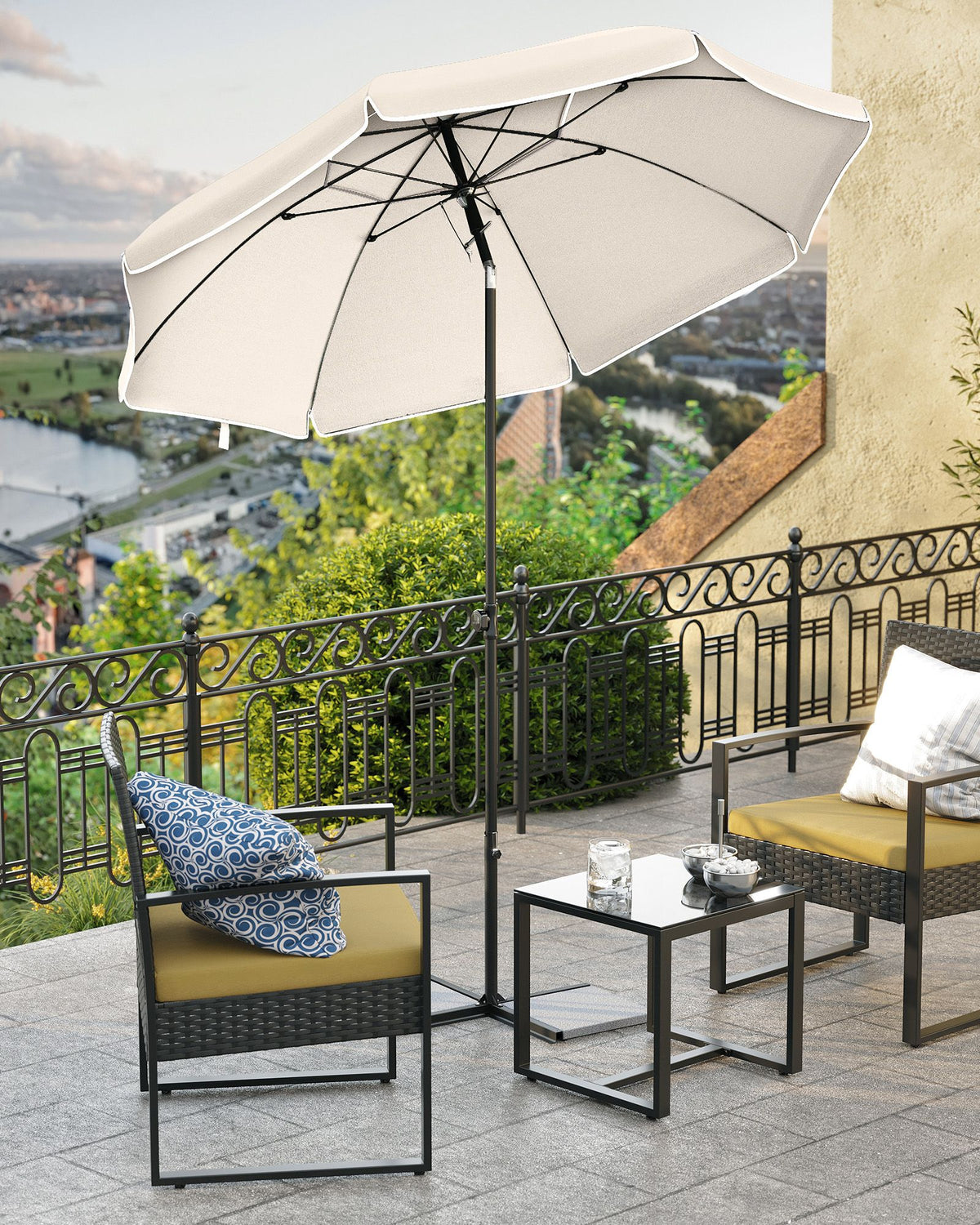 Gartenschirm Ø 160 / 200 cm – Neigbar – Höhenverstellbar – UPF 50+ – Mit Tragetasche – Ohne Ständer