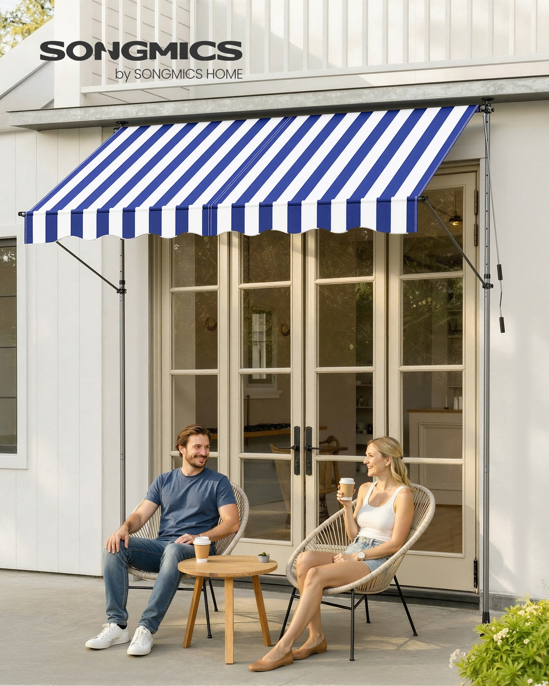 Klemmarkise 250x120 - Mit Handkurbel - Für Flexiblen Sonnenschutz Auf Dem Balkon