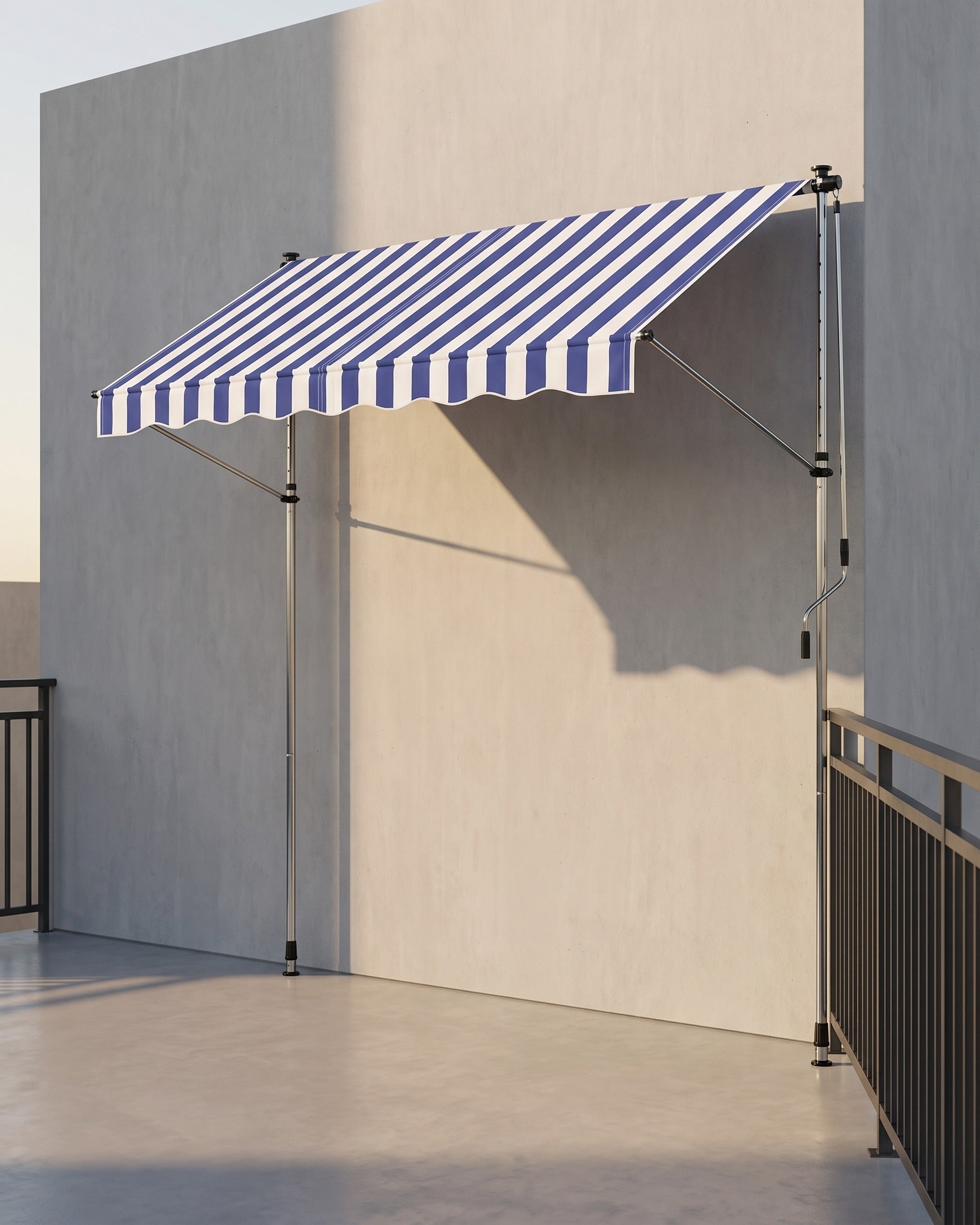 Klemmarkise 250x120 - Mit Handkurbel - Für Flexiblen Sonnenschutz Auf Dem Balkon
