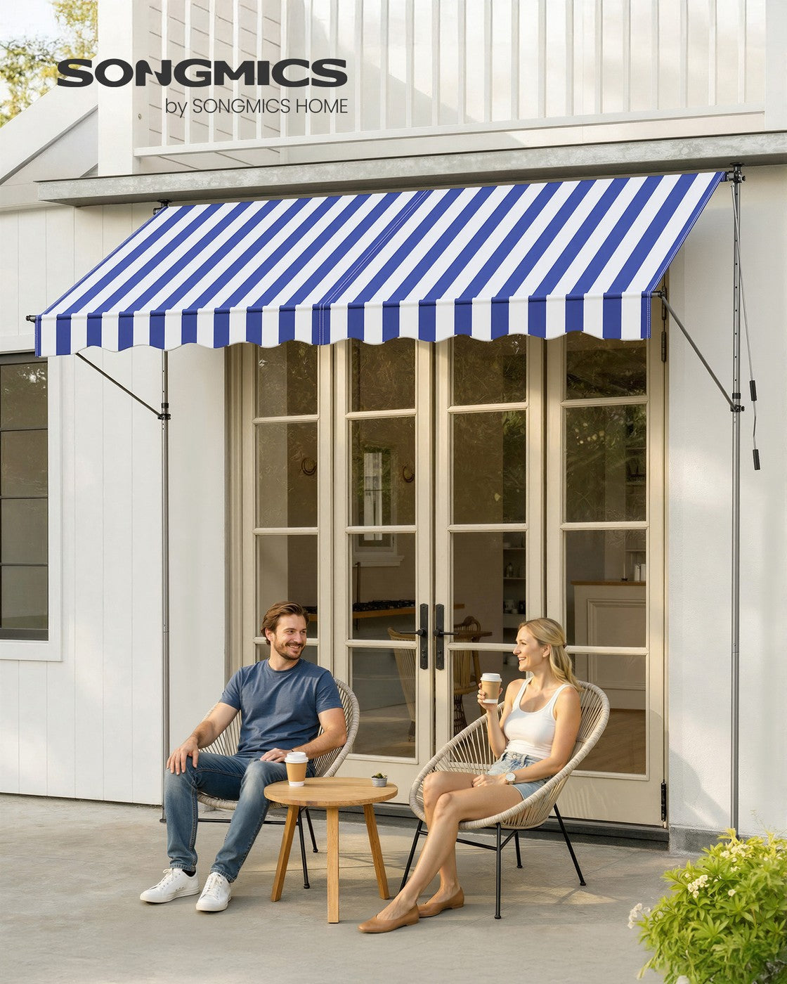 Klemmarkise 300x120 - Mit Handkurbel - Für Flexiblen Sonnenschutz Auf Balkon Oder Terrasse