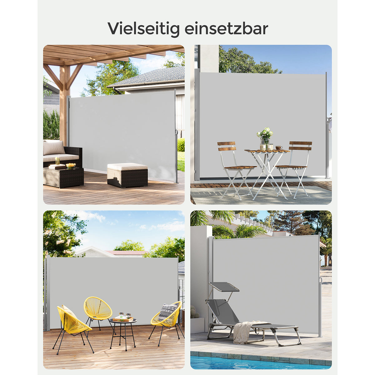 Sichtschutz – Gartensichtschutz – Kindersicherung – Wetterfest – Eisen/Hellgrau