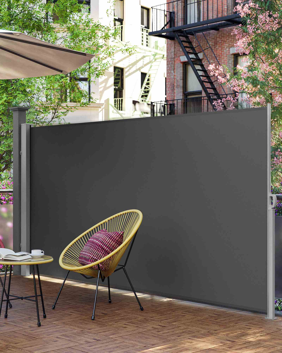 Ausziehbarer Seitenmarkise 160 x 400 cm - Rostbeständige Stahlkassette - Für Balkon Und Terrasse