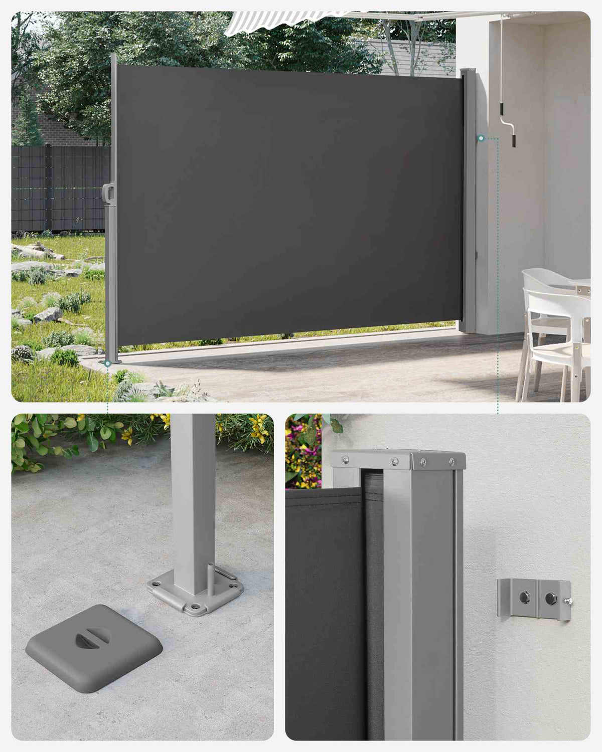 Ausziehbarer Seitenmarkise 160 x 400 cm - Rostbeständige Stahlkassette - Für Balkon Und Terrasse