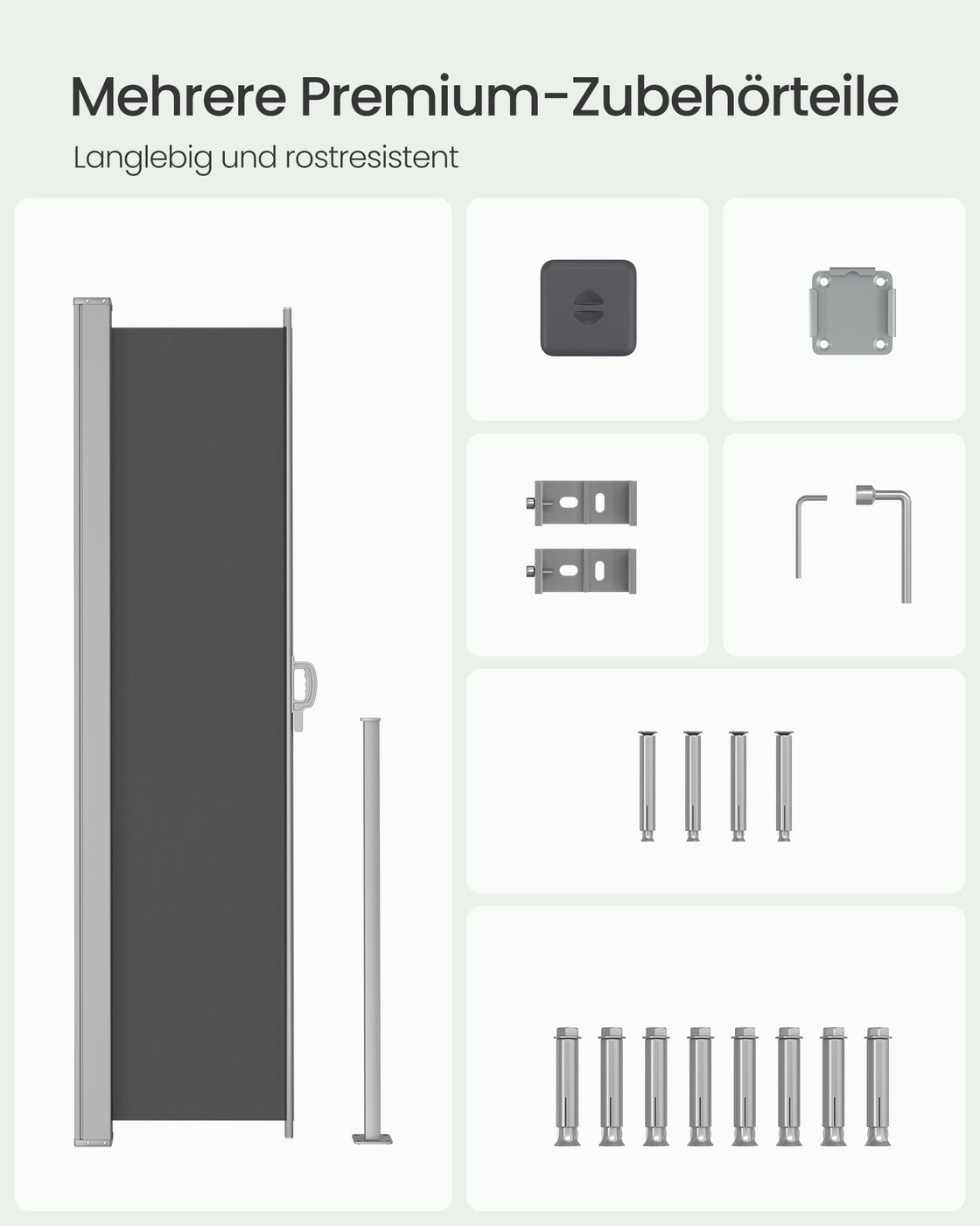 Seitenmarkise - 180 x 500 cm - Mit Stahlkassette - Anthrazit
