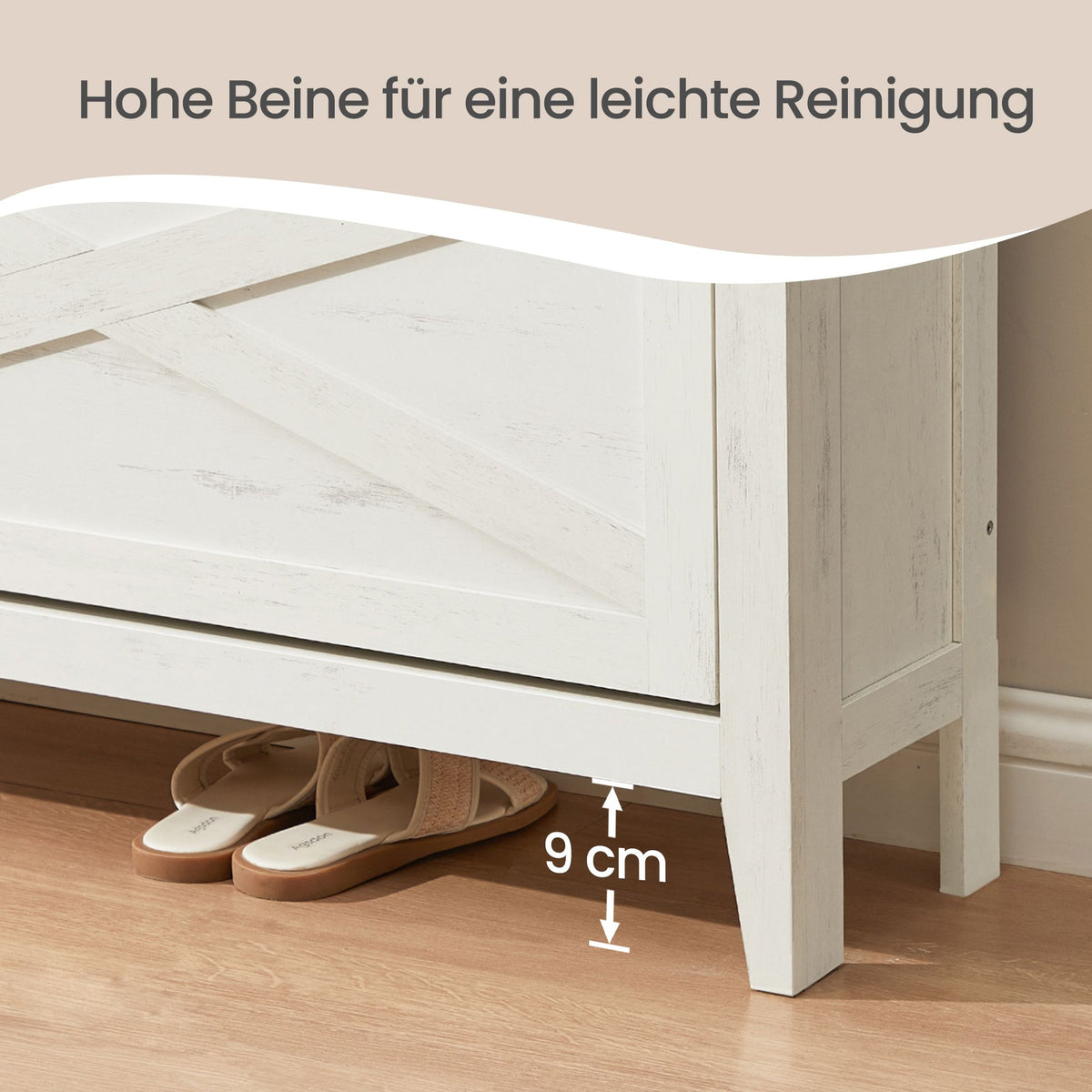 Schuhschrank Mit 4 Klappfächern - Schmal Und Freistehend - Für Flur Und Eingangsbereich