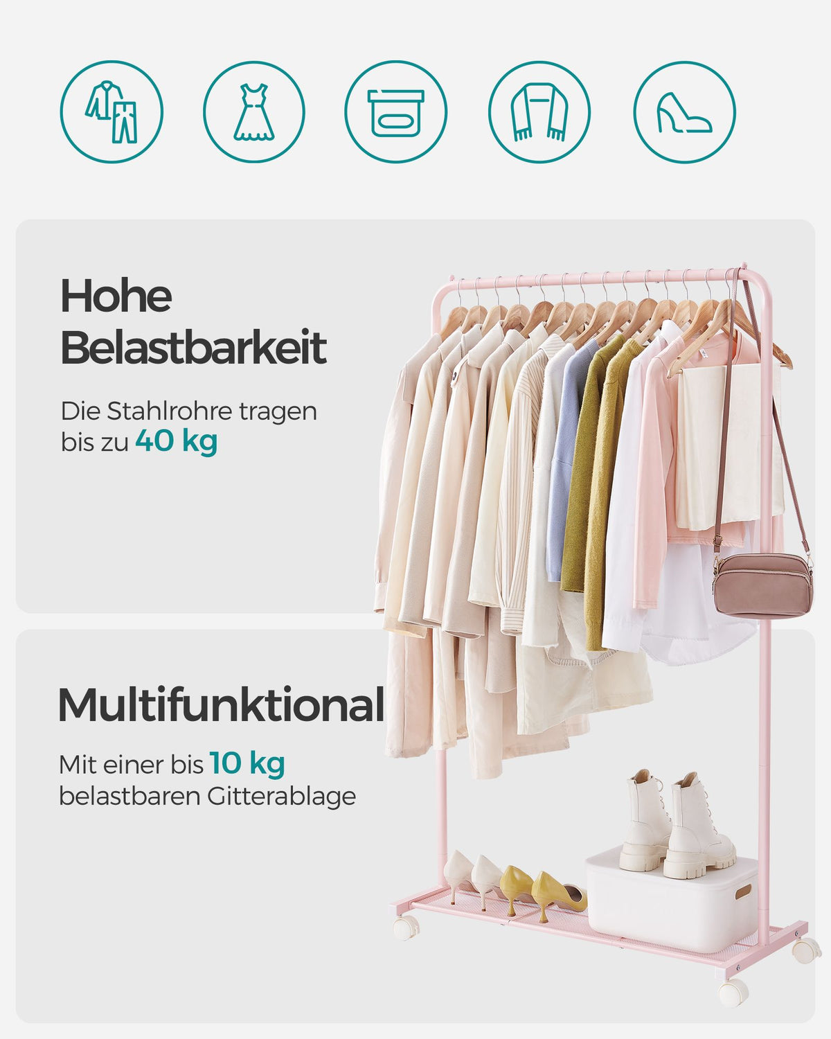 Kleiderständer auf Rollen – mobil – hohe Tragkraft – praktisch und vielseitig