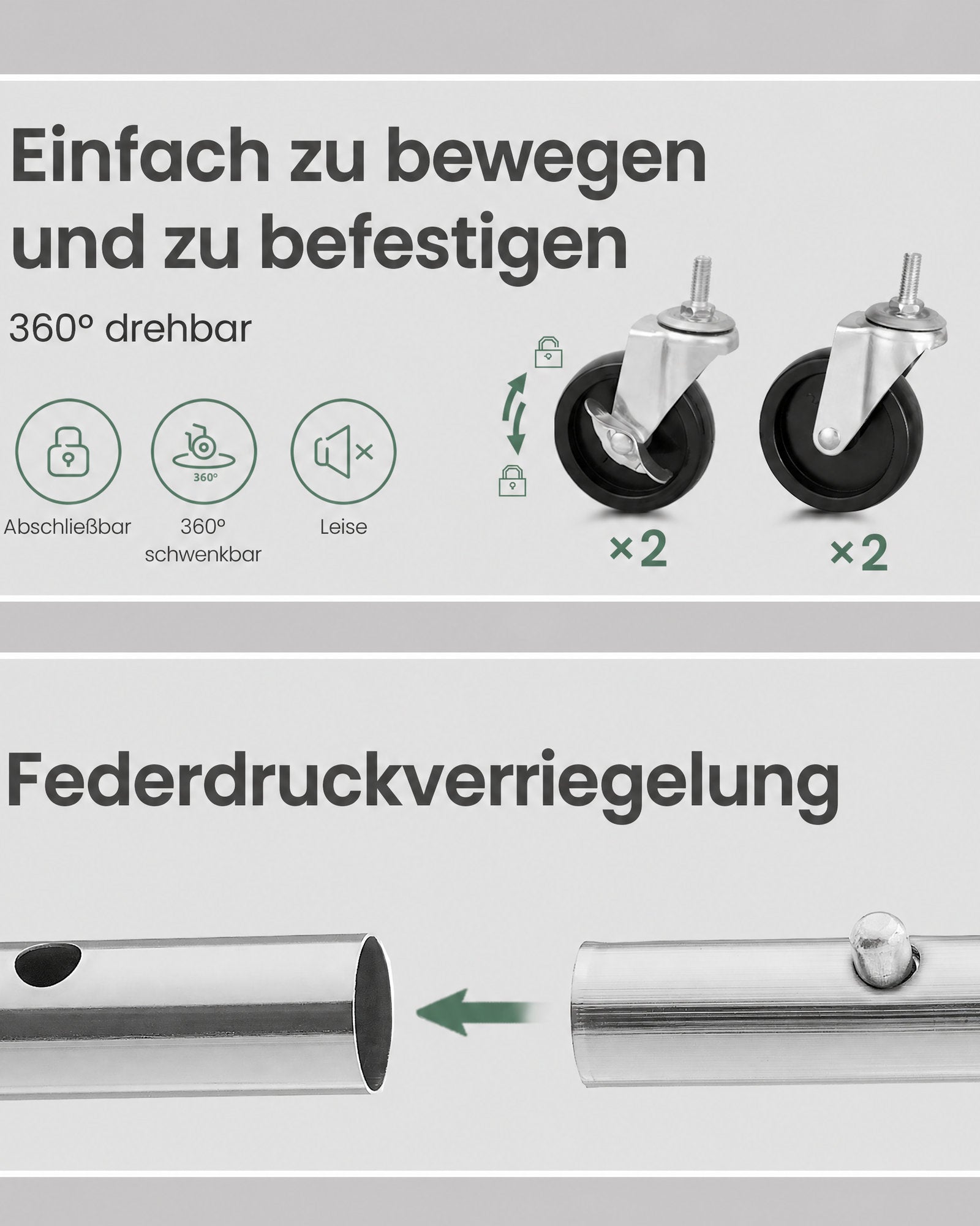 Kleiderständer auf Rollen – ausziehbar – Tragkraft 130 kg – Stahlrohre – feststellbare Rollen