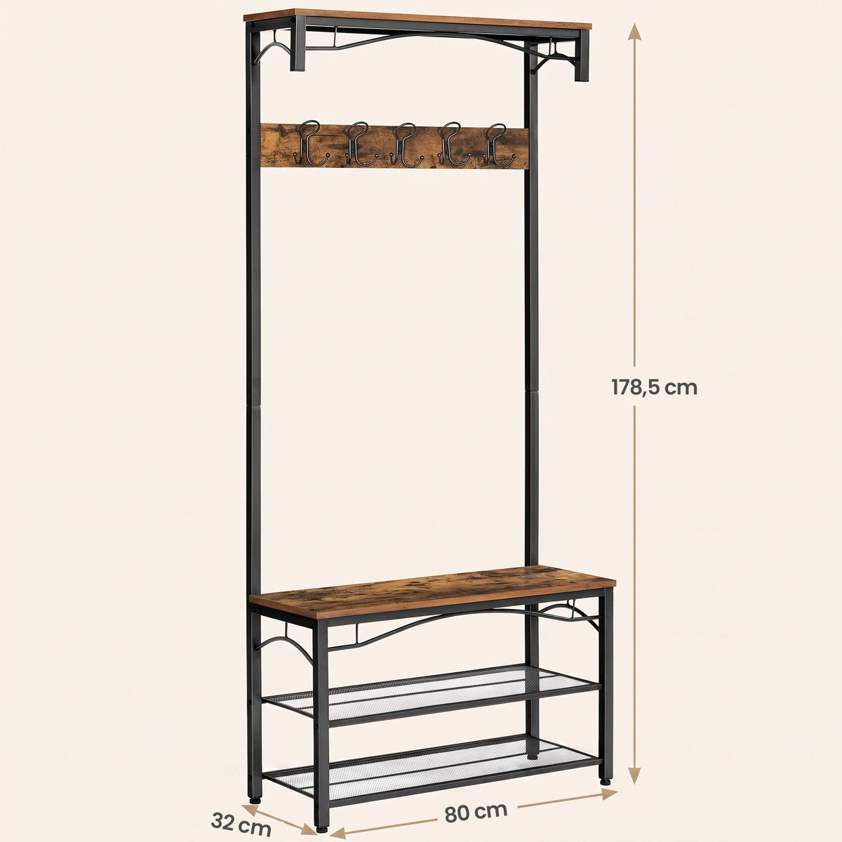 Garderobe mit Sitzbank und Schuhregal – Industriestil – funktional und elegant für den Flur