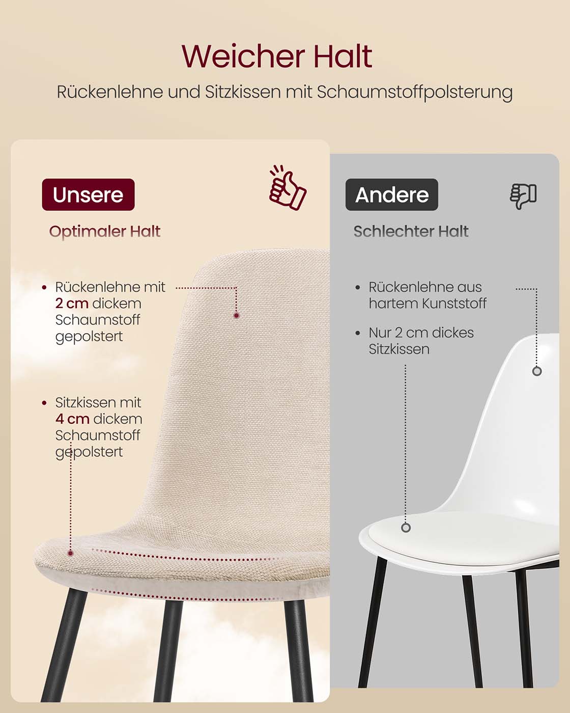 4er-Set Esszimmerstühle – Chenille & PU – Elegant und bequem