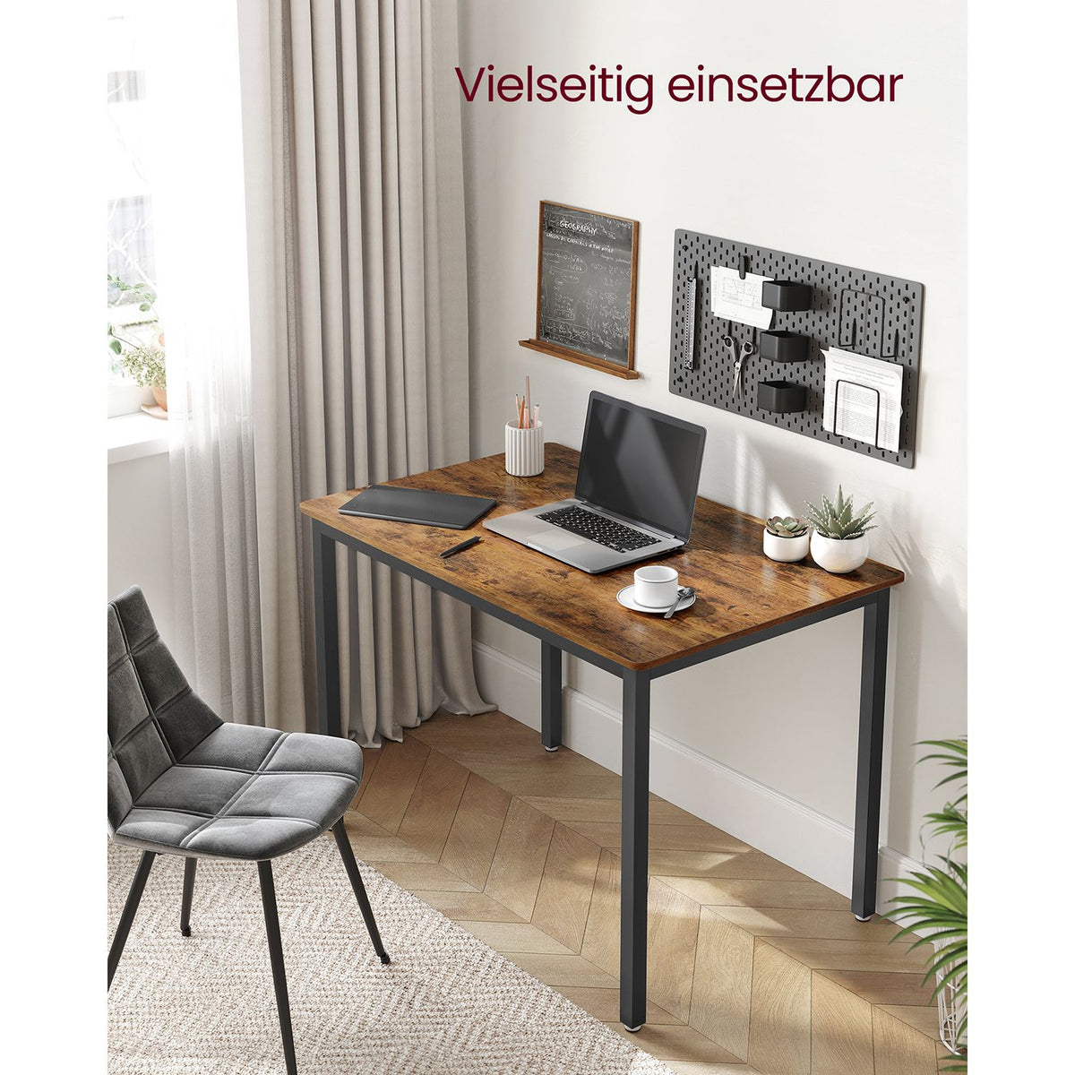 Esstisch Industriell 110 cm – Für 4 Personen – Holzoptik Mit Schwarzem Stahlrahmen – Bis 120 kg