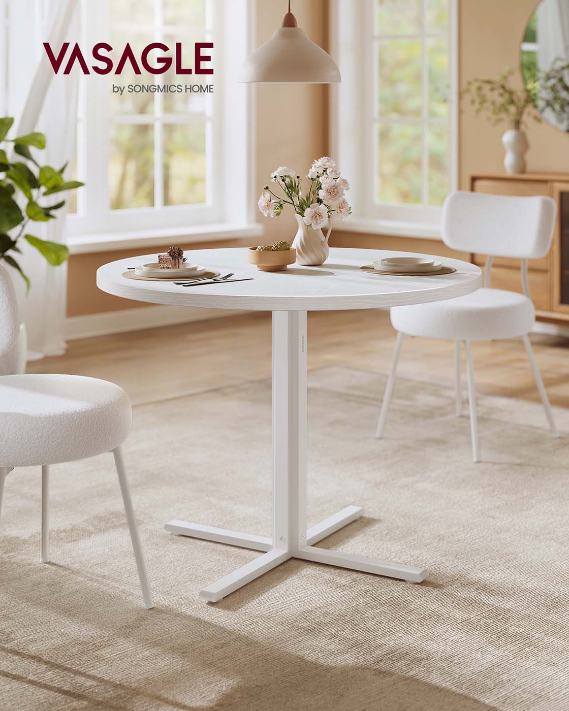 Runder Esstisch Ø 80 cm – Moderner Landhausstil – Hitzebeständig & Wasserabweisend
