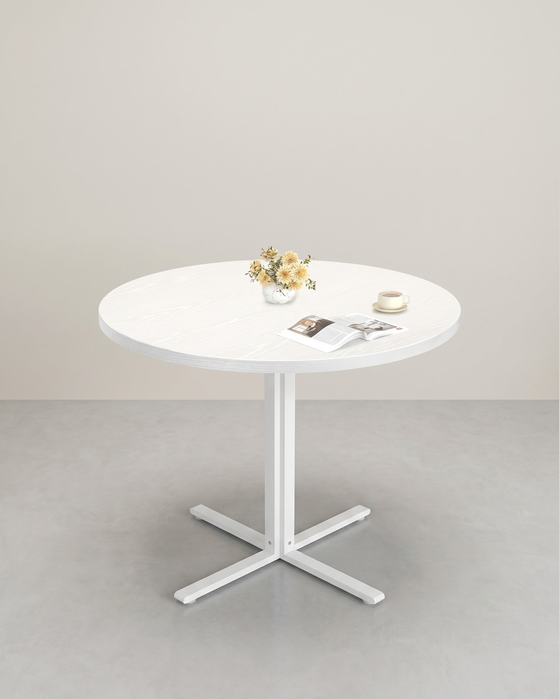 Runder Esstisch Ø 80 cm – Moderner Landhausstil – Hitzebeständig & Wasserabweisend – Weiß