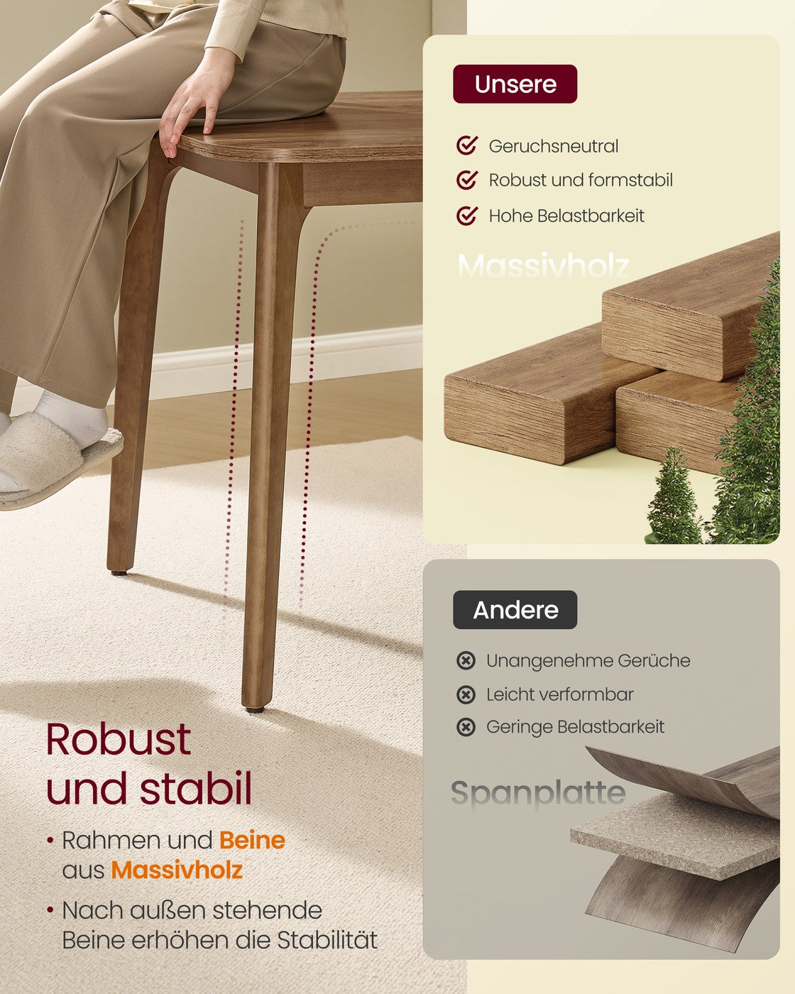 Esstisch Ausziehbar - Verlängerbare Tischplatte Bis 180 cm - Für Esszimmer Und Küche