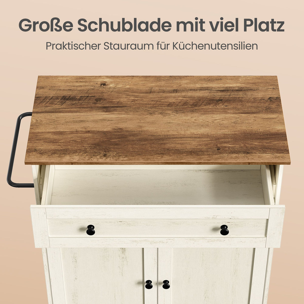 Küchenwagen Mit Schrank Und Schublade - Fahrbar Im Landhausstil - Für Die Küche