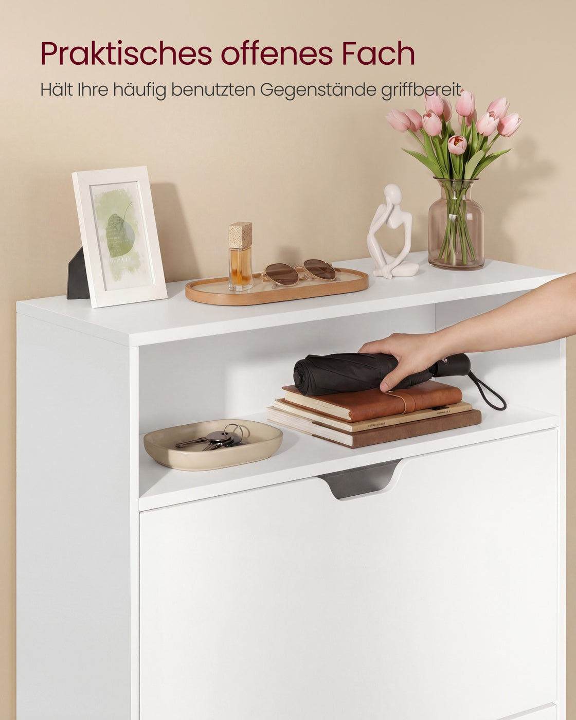 Schuhschrank modern – verstellbare Aufteilung – extra Stauraum