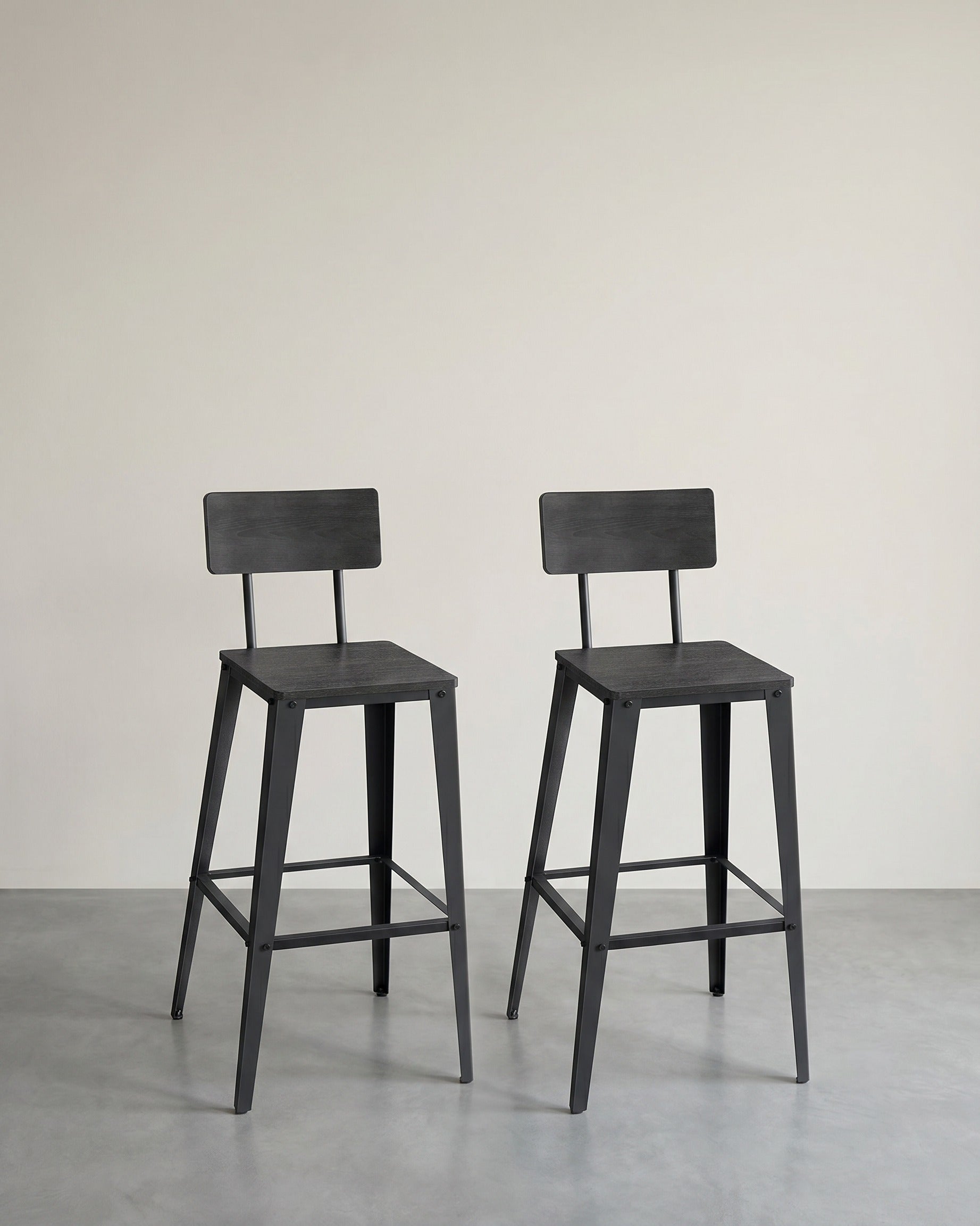 Barhocker mit Rückenlehne - 2er oder 4er Set – Schwarz