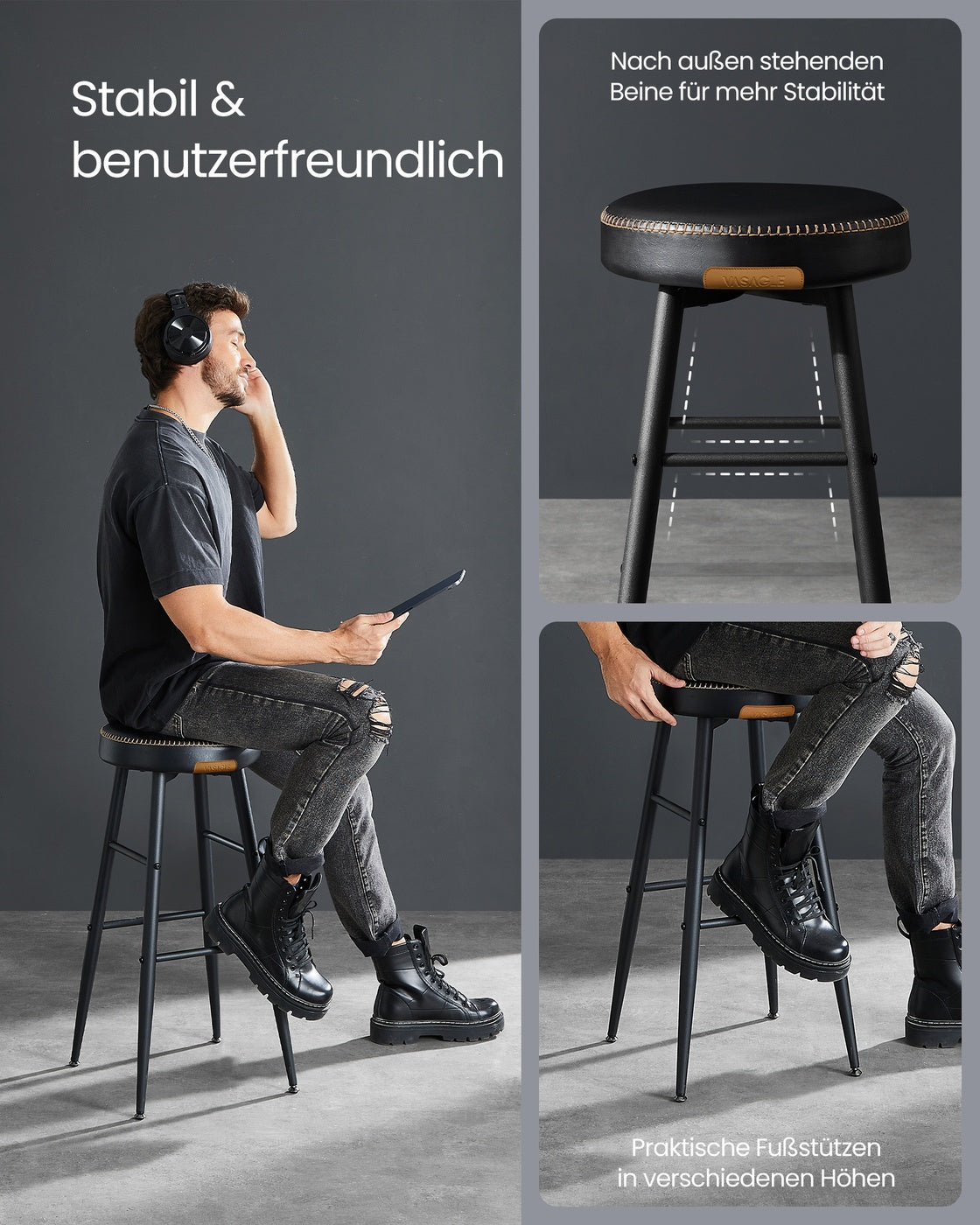 2er-Set Barhocker – Luxus-Küchenstühle – Verstellbare Beine