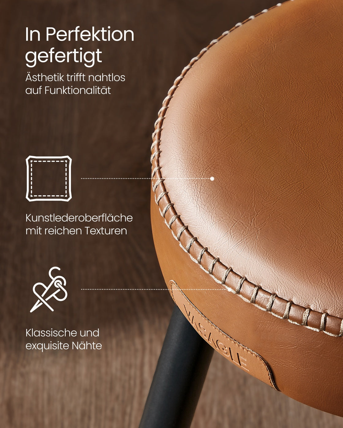 2er-Set Barhocker – EKHO Kollektion – Kunstleder – Bequeme Barhocker mit Fußstütze