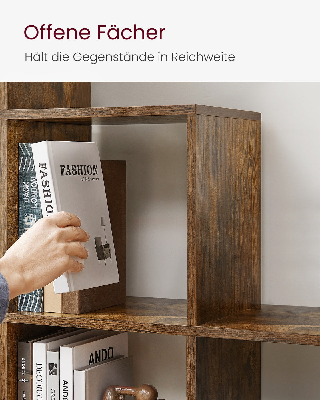 Bücherregal mit 10 Fächern – Treppenförmiges Design – Aufbewahrungsschrank – 129,5 x 29 x 129,5 cm