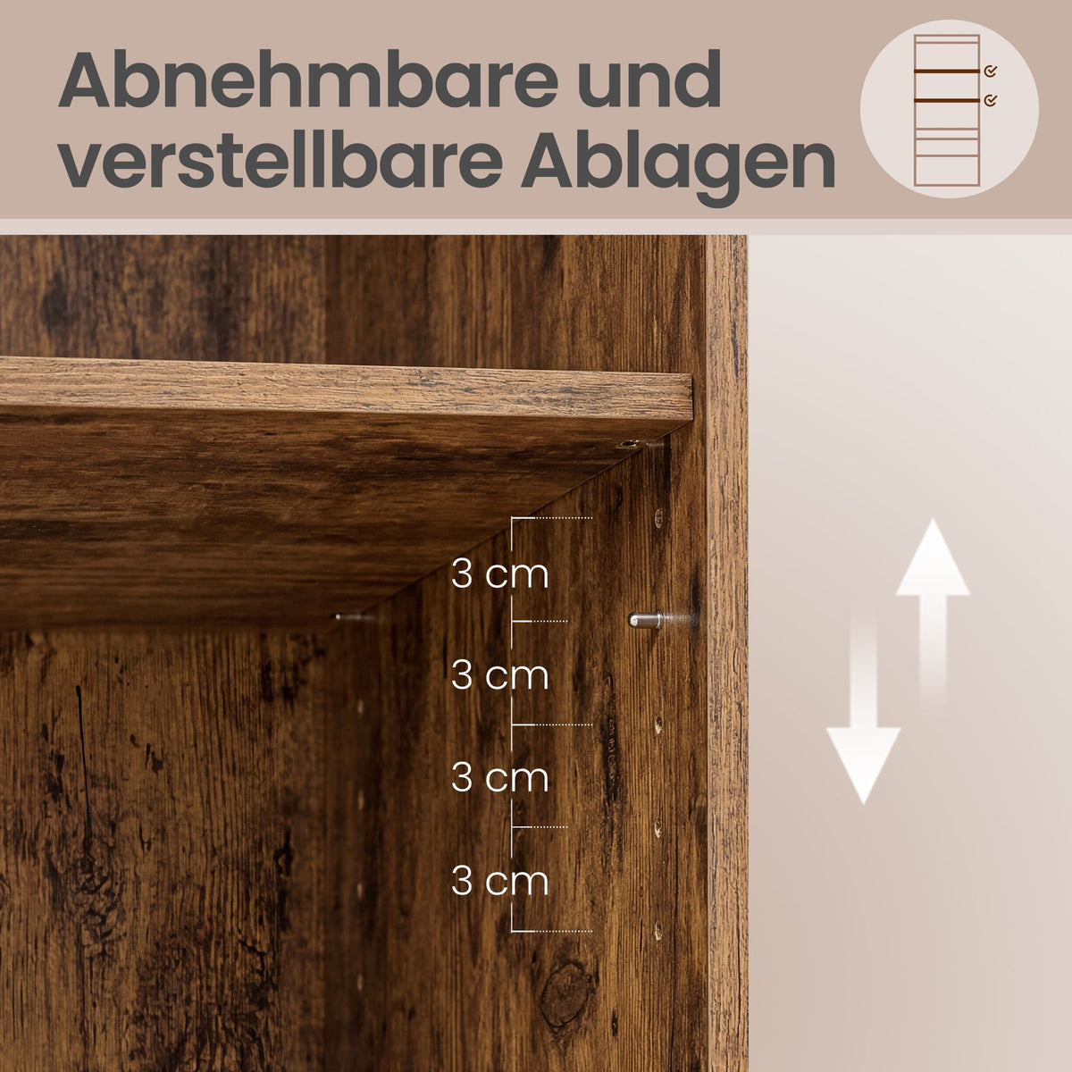 Bücherregal Mit Verstellbaren Böden Und 3 Schubladen - Hoher Schrank - Für Wohnzimmer