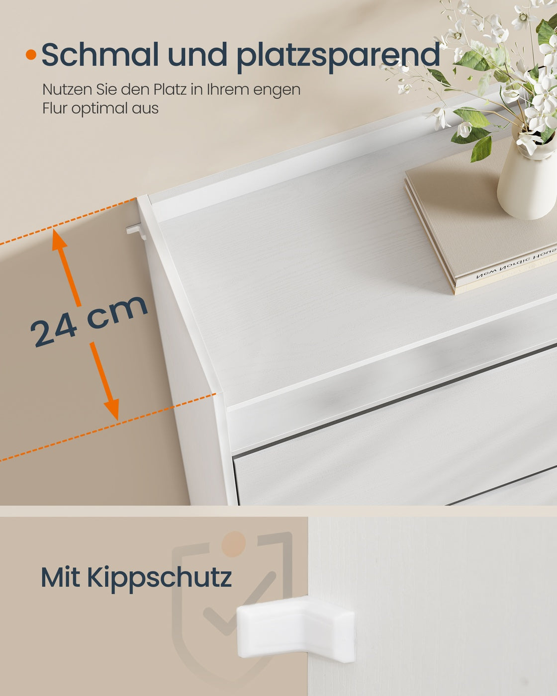 Schmaler Schuhschrank Mit Klapptüren - Verstellbare Zwischenwand - Clevere Aufbewahrungslösung