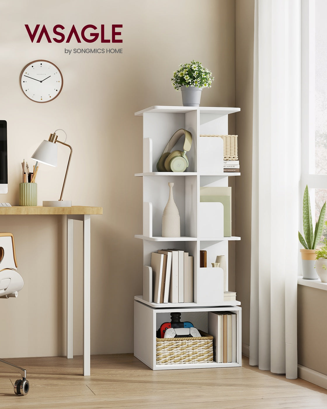 Drehbares Bücherregal - Custos Kollektion - 4 Ebenen - Offene Fächer
