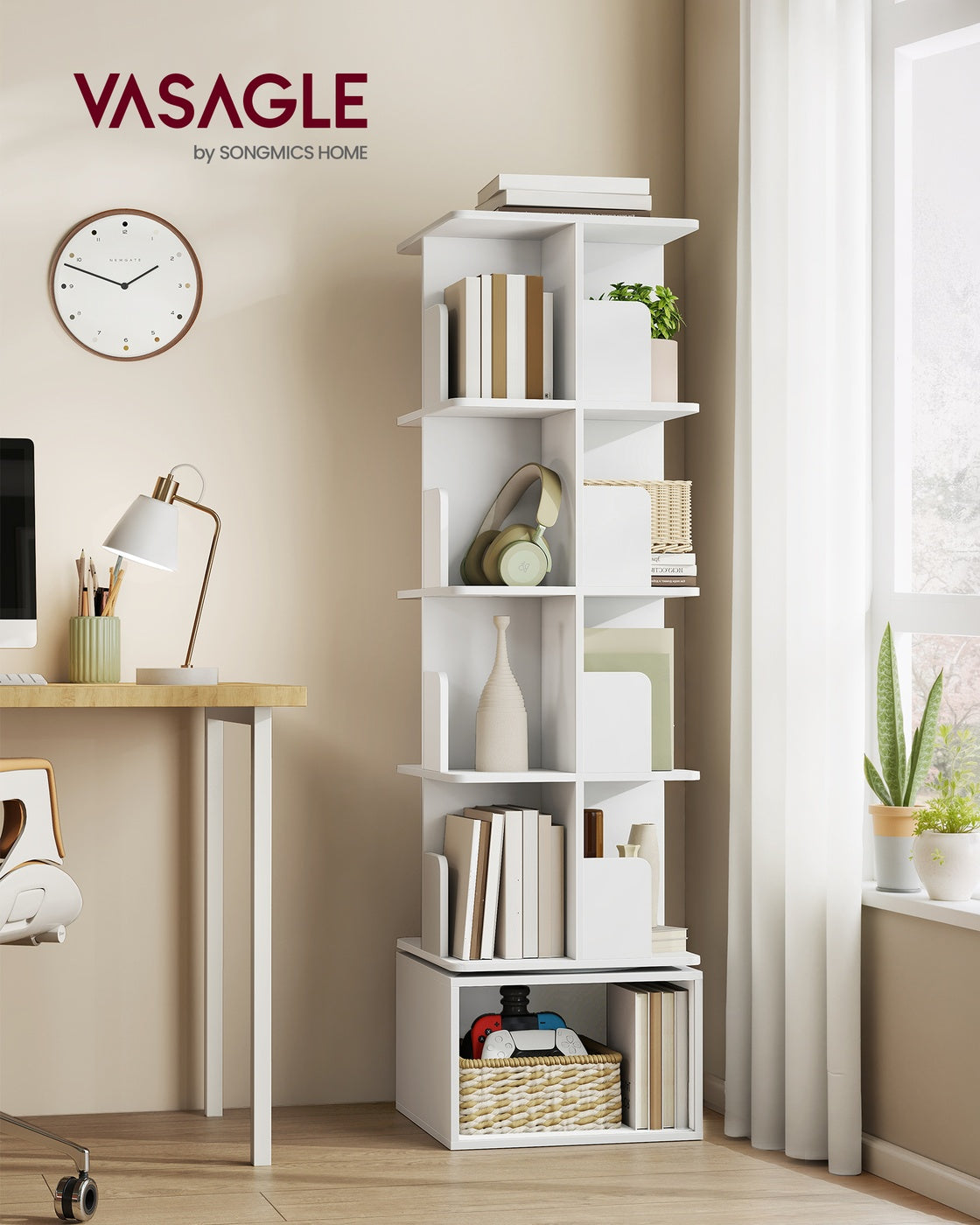 Drehbares Bücherregal - Custos Kollektion - 5 Ebenen - Offene Fächer