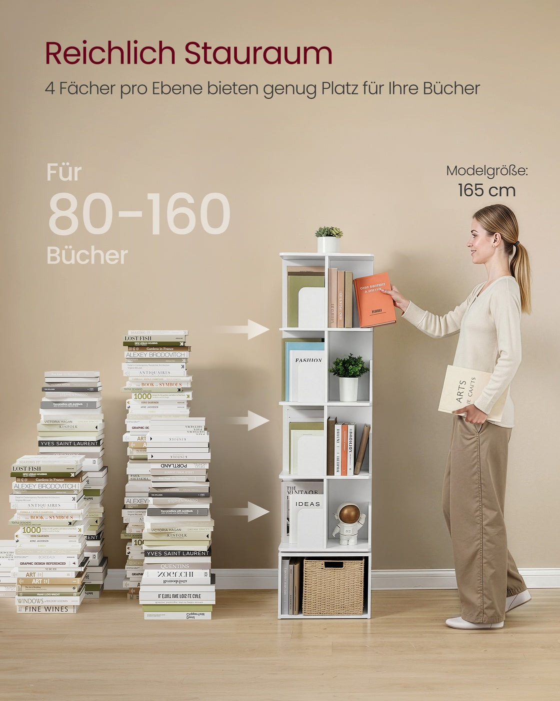 Drehbares Bücherregal - Custos Kollektion - 5 Ebenen - Offene Fächer