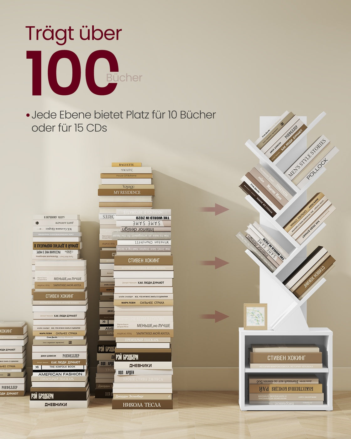 Bücherregal In Baumform - Kompakte Variante - Für Schlafzimmer Flur Oder Wohnzimmer