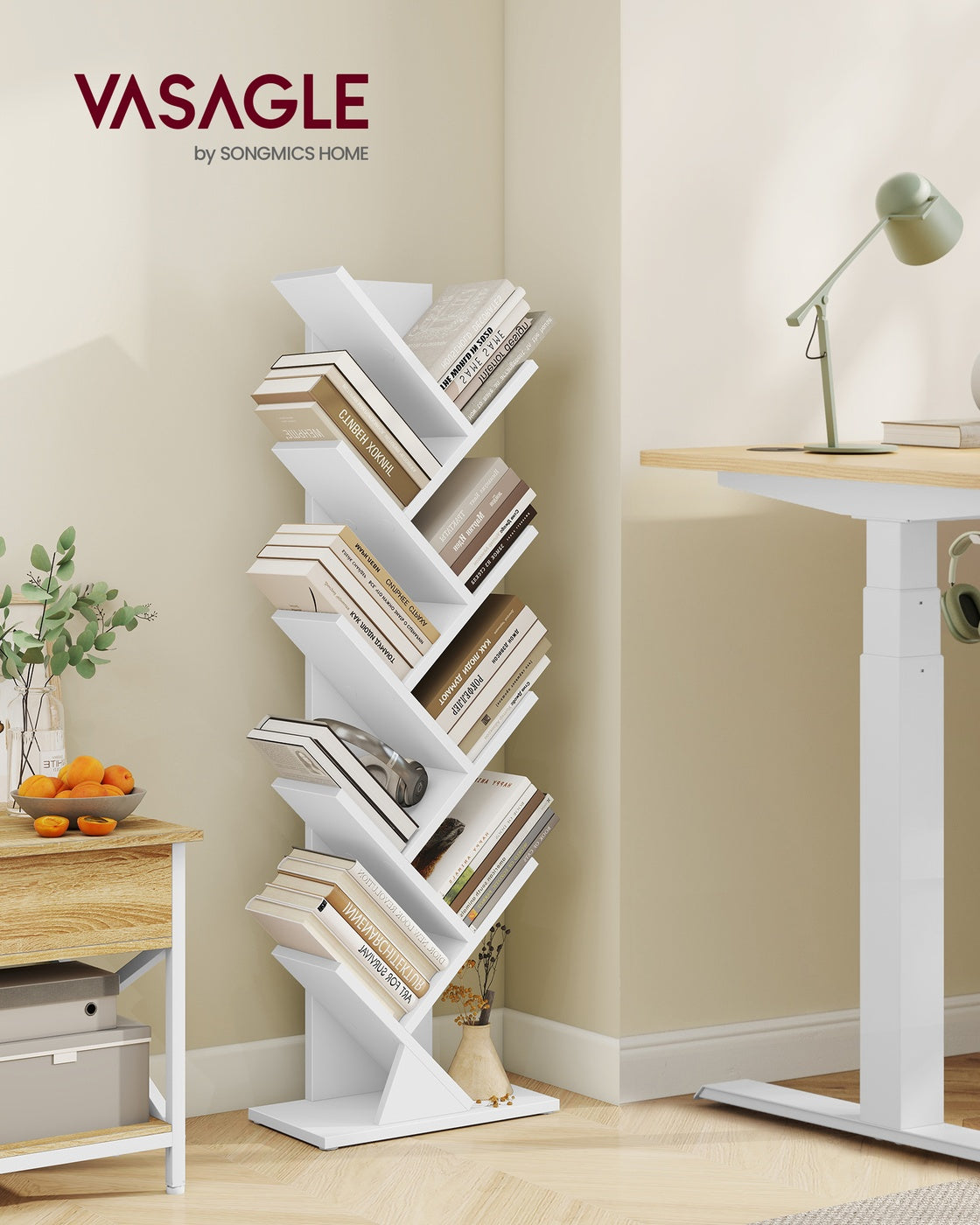Bücherregal In Baumform - Schmale Standfläche - Für Schlafzimmer Flur Oder Wohnzimmer
