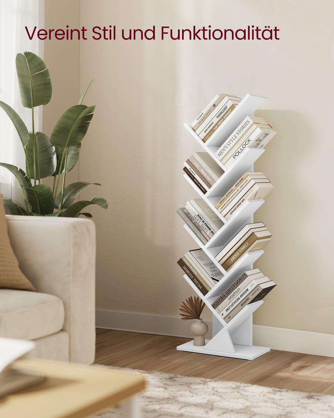 Bücherregal In Baumform - Schmale Standfläche - Für Schlafzimmer Flur Oder Wohnzimmer