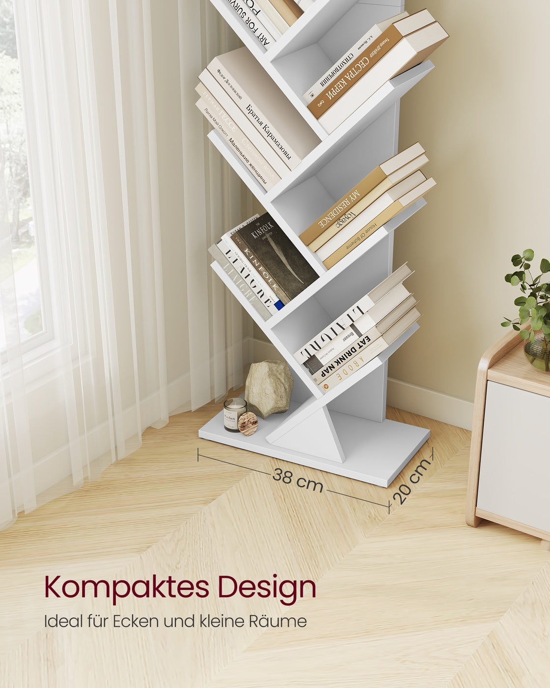 Bücherregal In Baumform - Schmale Standfläche - Für Schlafzimmer Flur Oder Wohnzimmer