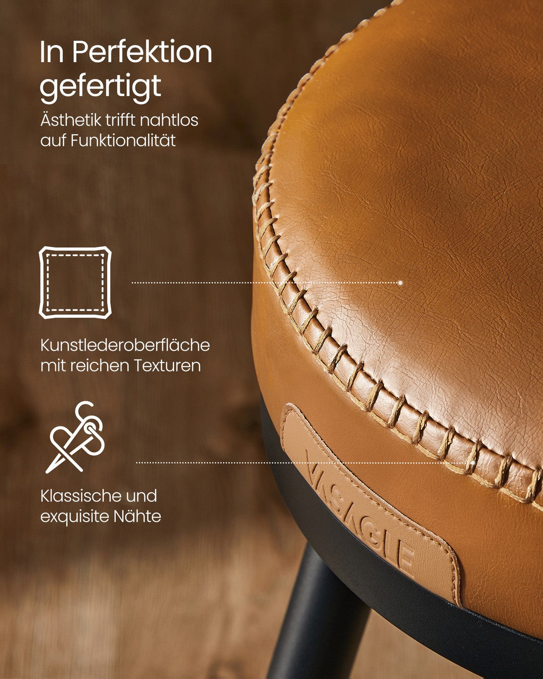 2er Set Barhocker - 360° drehbar - Kunstleder - Industriedesign