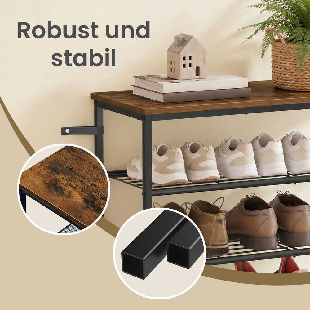 Schuhbank Mit 4 Ebenen - Stahlrahmen - Für 12 Bis 16 Paar Schuhe