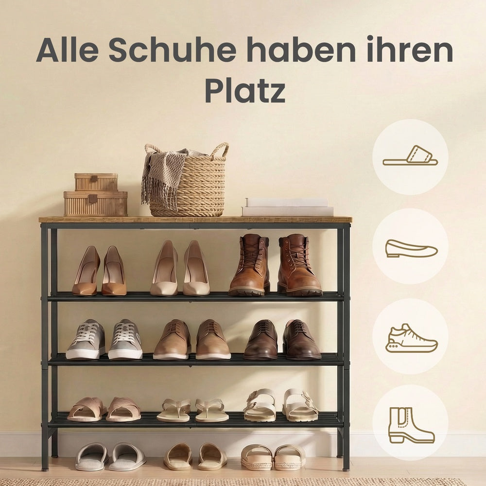Schuhbank Mit 4 Ebenen - Stahlrahmen - Für 12 Bis 16 Paar Schuhe