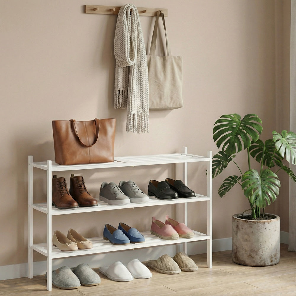 Bambus Schuhregal 3 Ebenen - Stapelbar Und Platzsparend - Für Flur Und Schlafzimmer