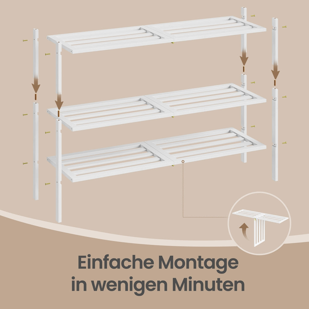 Bambus Schuhregal 3 Ebenen - Stapelbar Und Platzsparend - Für Flur Und Schlafzimmer