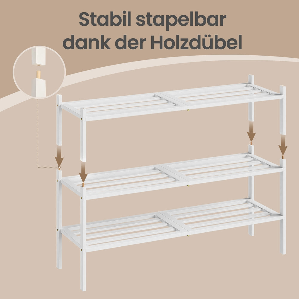 Bambus Schuhregal 3 Ebenen - Stapelbar Und Platzsparend - Für Flur Und Schlafzimmer