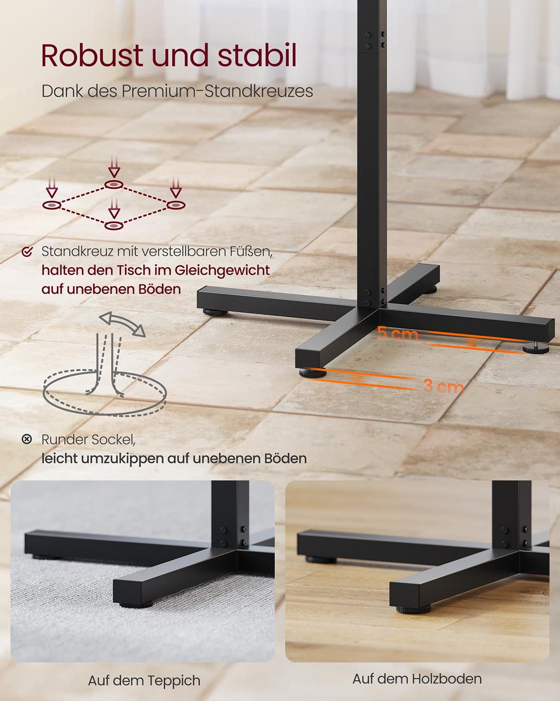 Stehtisch 60 x 60 cm – Modernes Design – Stabil & platzsparend – Für 2-3 Personen